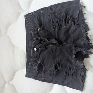 American Eagle Outfitters Black Ripped Jean Shorts